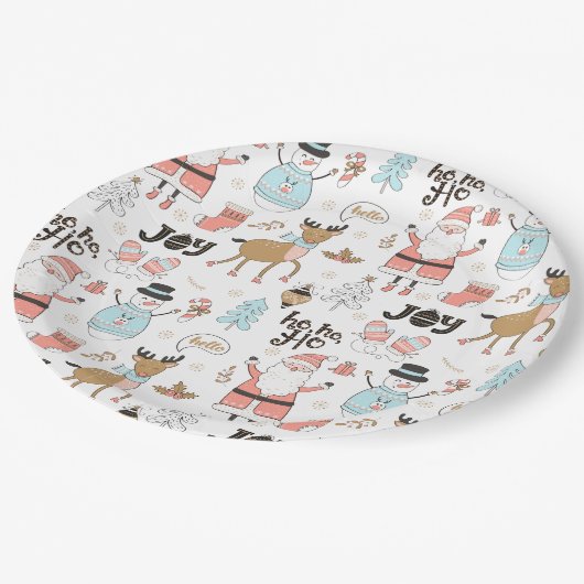 Santa, Snowman, rendierpatroon ID559 Papieren Bordje (Gekanteld)