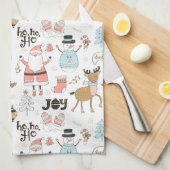 Santa, Snowman, rendierpatroon ID559 Theedoek (Quarter Fold)