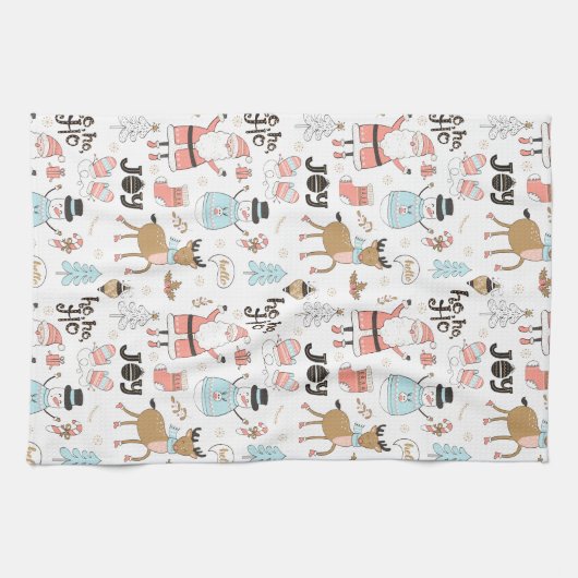 Santa, Snowman, rendierpatroon ID559 Theedoek (Horizontaal)