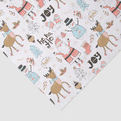 Santa, Snowman, rendierpatroon ID559 Tissuepapier (Detail)