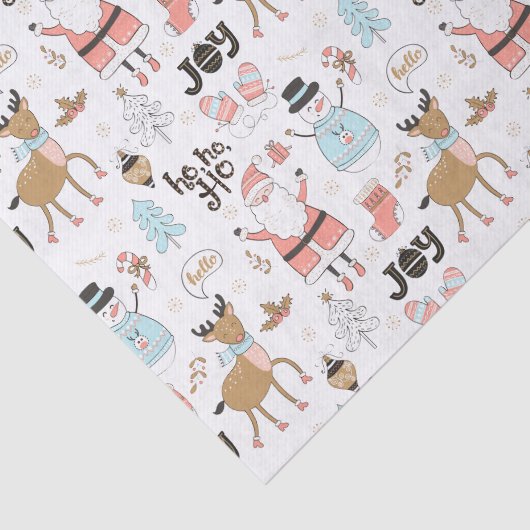 Santa, Snowman, rendierpatroon ID559 Tissuepapier (Detail)