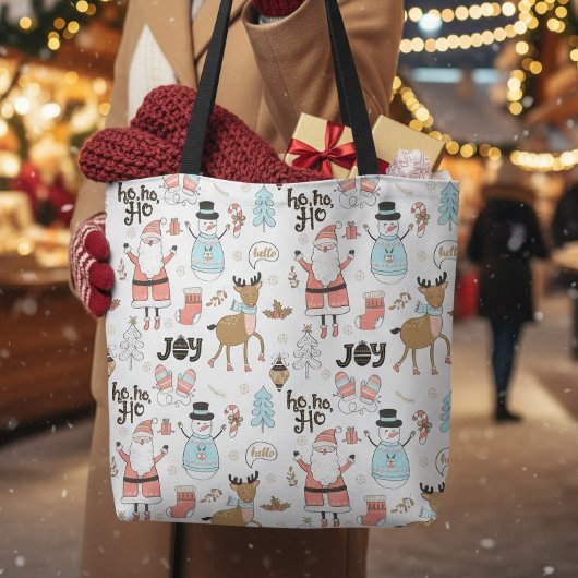 Santa, Snowman, rendierpatroon ID559 Tote Bag
