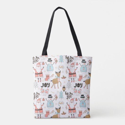Santa, Snowman, rendierpatroon ID559 Tote Bag (Achterkant)