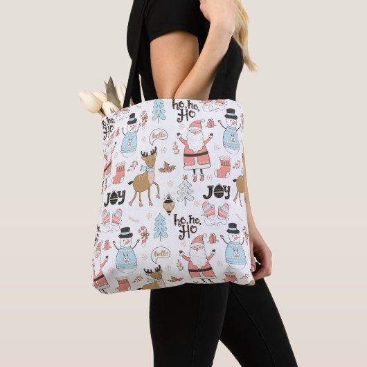 Santa, Snowman, rendierpatroon ID559 Tote Bag (Dichtbij)