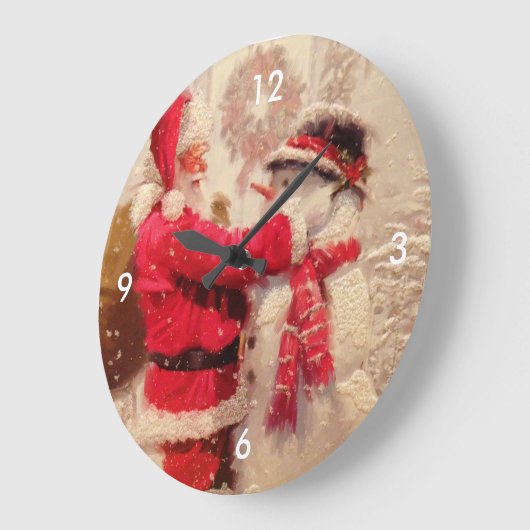  Santa Snowman Scene Grote Klok (Hoek)