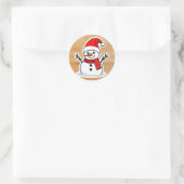 Santa Snowman schattig Ronde Sticker (Tas)