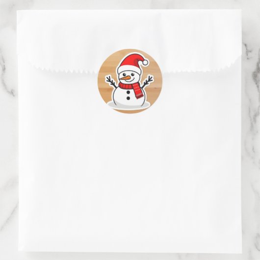 Santa Snowman schattig Ronde Sticker (Tas)