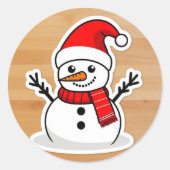 Santa Snowman schattig Ronde Sticker (Voorkant)