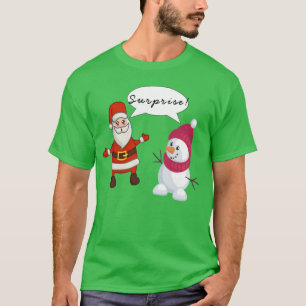 Santa Snowman Shock Verrassing Kerst Humor T-shirt