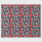 Santa Snowman Voeg Naam & Tekst Schattige Kerstmis Cadeaupapier (Vlak)