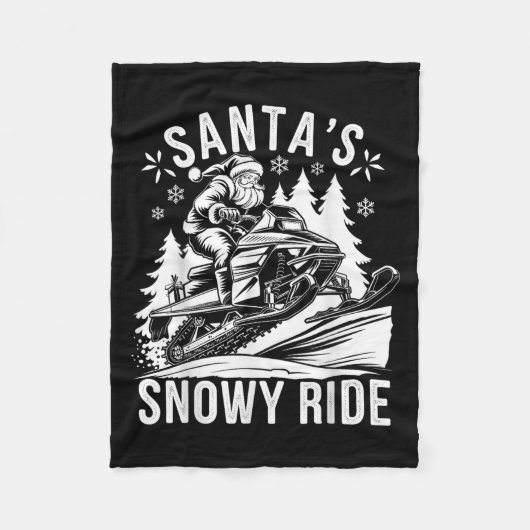 Santa Snowmobile Riding Snowmobiling Christmas Fleece Deken (Voorkant)