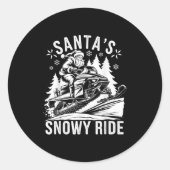 Santa Snowmobile Riding Snowmobiling Christmas Ronde Sticker (Voorkant)