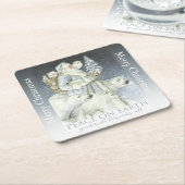  Santa Snowy Forest Winter Animals Kartonnen Onderzetters (Schuin)