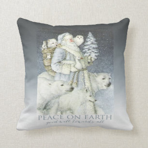 Santa Snowy Forest Winter Animals Kussen