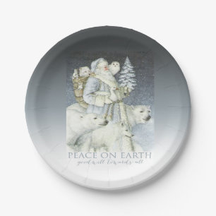 Santa Snowy Forest Winter Animals Papieren Bordje