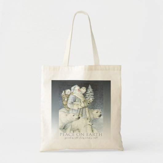 Santa Snowy Forest Winter Animals Tote Bag (Voorkant)