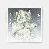  Santa Snowy Forest winterdieren Servetten (Voorkant)