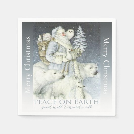  Santa Snowy Forest winterdieren Servetten (Voorkant)