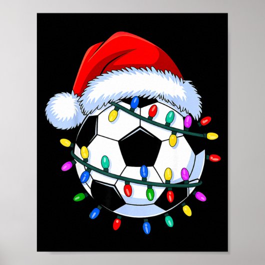 Santa Soccer Ball Christmas Soccer  Poster (Voorkant)
