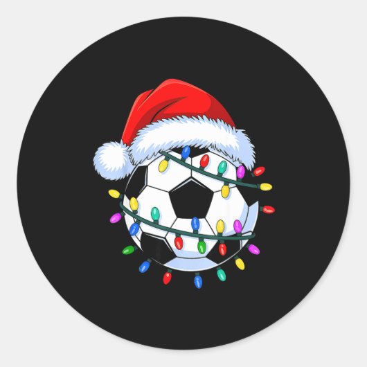 Santa Soccer Ball Christmas Soccer  Ronde Sticker (Voorkant)