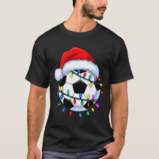 Santa Soccer Ball Christmas Soccer  T-shirt (Voorkant)