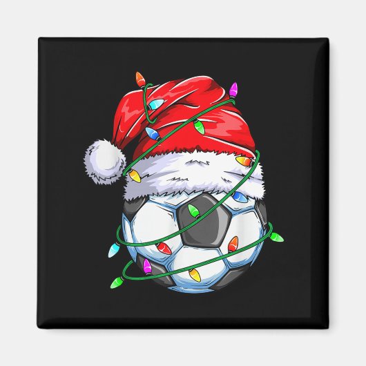 Santa Soccer Ball Srts Design- Christmas Soccer Pl Magneet (Voorkant)