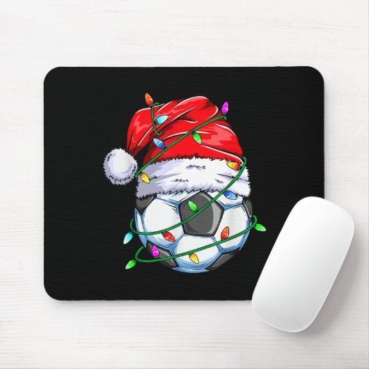 Santa Soccer Ball Srts Design- Christmas Soccer Pl Muismat (Met muis)