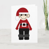 Santa Sock Monkey Feestdagen Kaart (Voorkant)