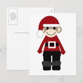 Santa Sock Monkey Feestdagenkaart (Voorkant / Achterkant)