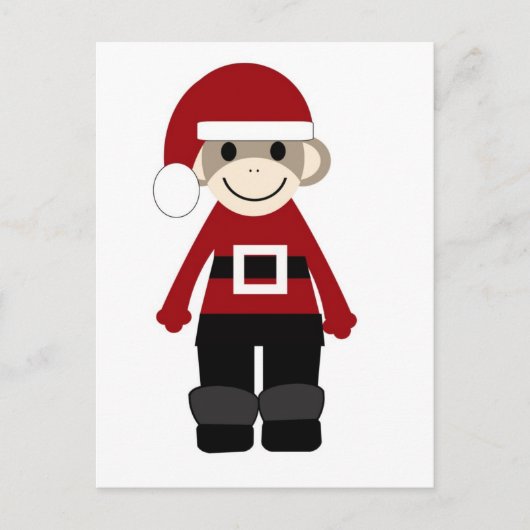 Santa Sock Monkey Feestdagenkaart (Voorkant)