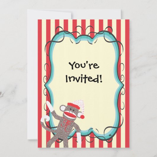 Santa Sock Monkey-kerstfeest Kaart (Achterkant)