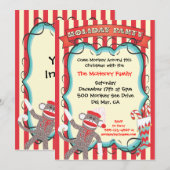 Santa Sock Monkey-kerstfeest Kaart (Voorkant / Achterkant)