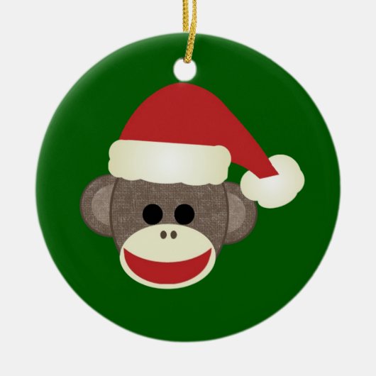 Santa Sock Monkey Ornament (Voorkant)