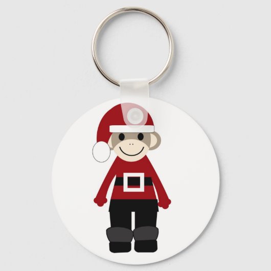 Santa Sock Monkey Sleutelhanger (Voorkant)