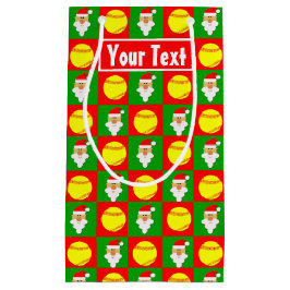Santa Softball Player Custom Name / Text Kerstmis Klein Cadeauzakje