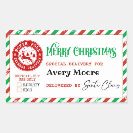 Santa Special Delivery North Pole kerstcadeau Rechthoekige Sticker