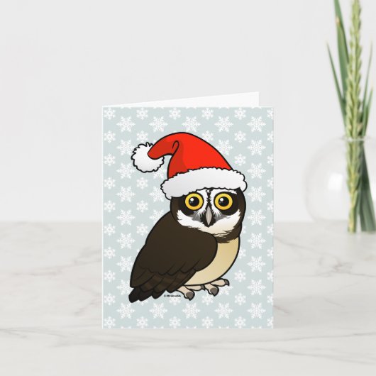 Santa Spectacled Owl Feestdagen Kaart (Voorkant)