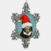 Santa Spectacled Owl Tin Sneeuwvlok Ornament (Links)