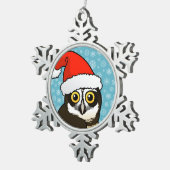Santa Spectacled Owl Tin Sneeuwvlok Ornament (Rechts)
