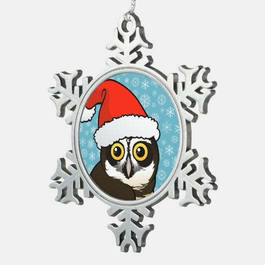 Santa Spectacled Owl Tin Sneeuwvlok Ornament (Rechts)