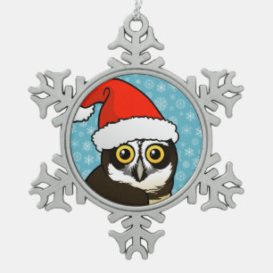 Santa Spectacled Owl Tin Sneeuwvlok Ornament