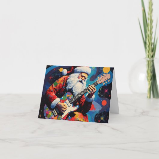 Santa speelt gitaar kaart (Voorkant)