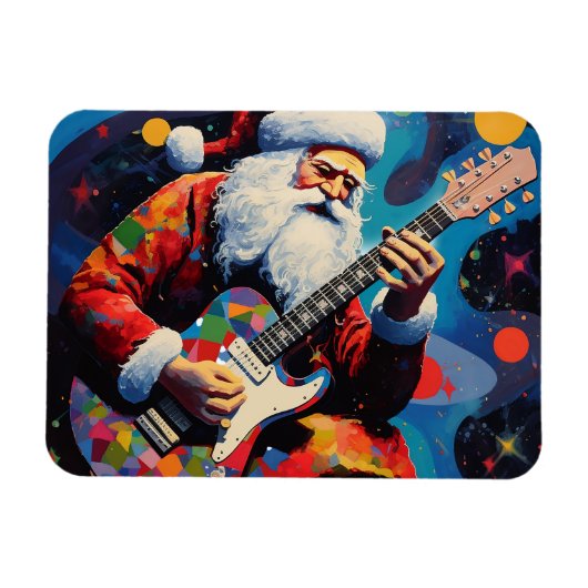 Santa speelt gitaar magneet (Horizontaal)