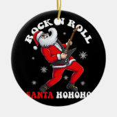 Santa speelt gitaar rock en rol keramisch ornament (Voorkant)