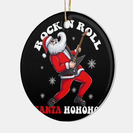 Santa speelt gitaar rock en rol keramisch ornament (Links)