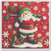 Santa speelt golf in de winter sticker (Voorkant)