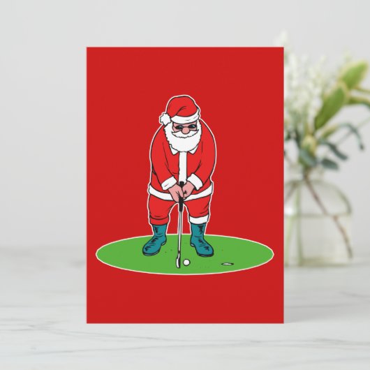 Santa speelt golf kaart (Staand voorkant)