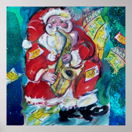 SANTA SPEELT SAX, MuziekaVOND PARTY MET KERST Poster (Voorkant)