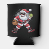Santa speelt softbal als Pitcher Christmas Sports Blikjeskoeler (Voorkant)