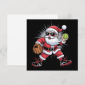 Santa speelt softbal als Pitcher Christmas Sports Feestdagenkaart (Voorkant / Achterkant)